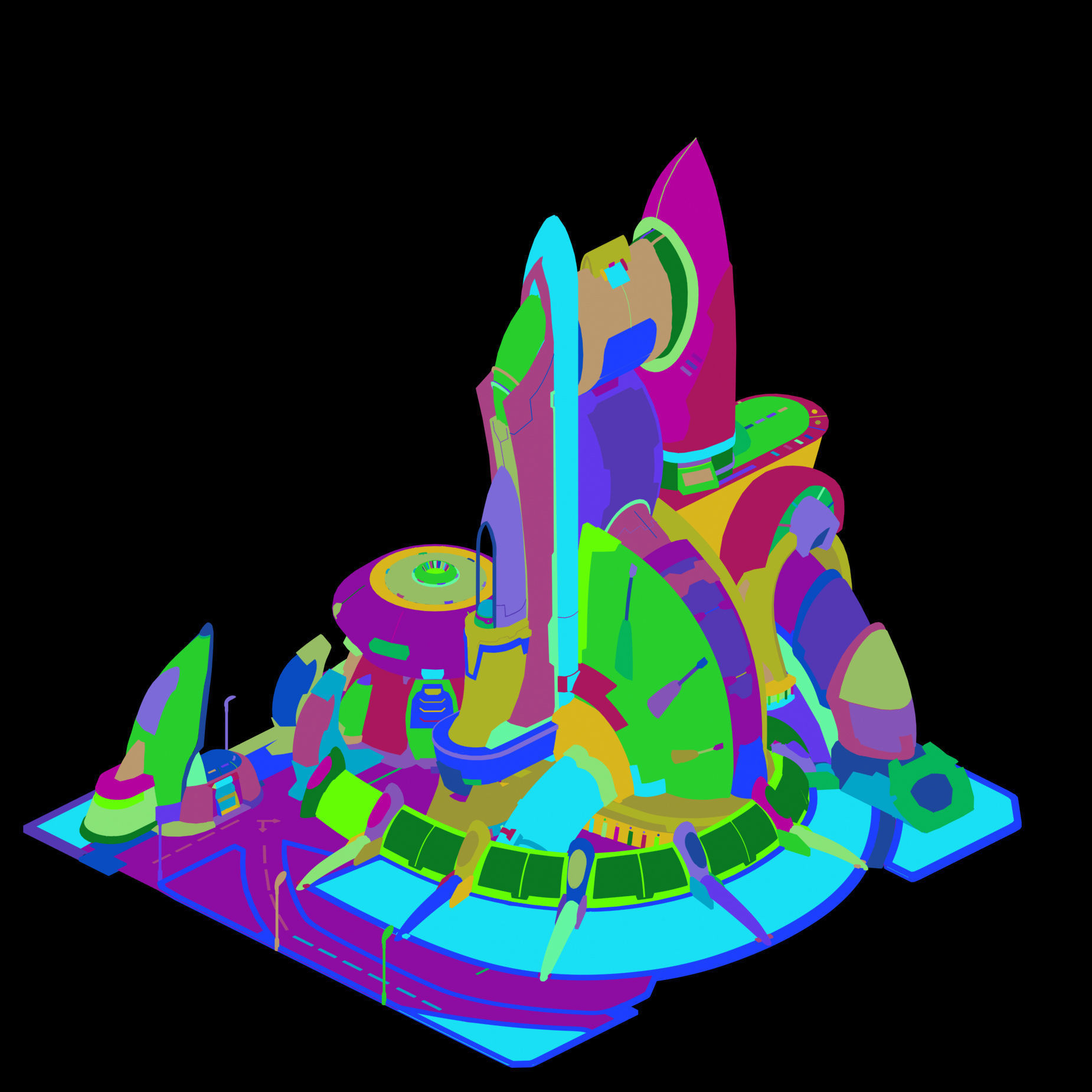 City State Fleet - Landlord Building Fine Line Drawing 07 3D model_4