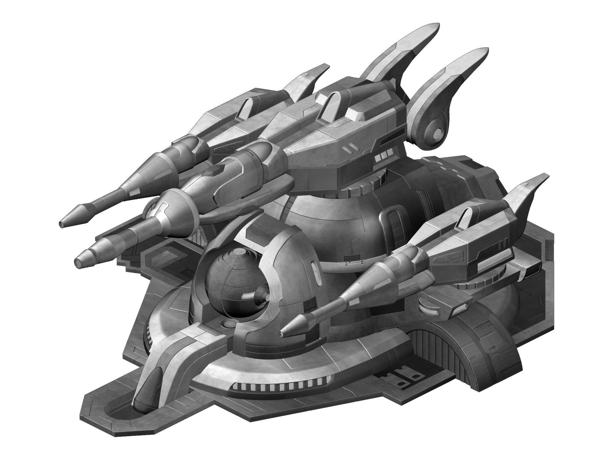 Spaceship - guardian turret 04 3D model_4