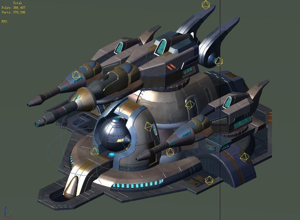Spaceship - guardian turret 04 3D model_1