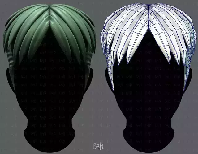 3D Hair style for Man V08 Low-poly 3D model
