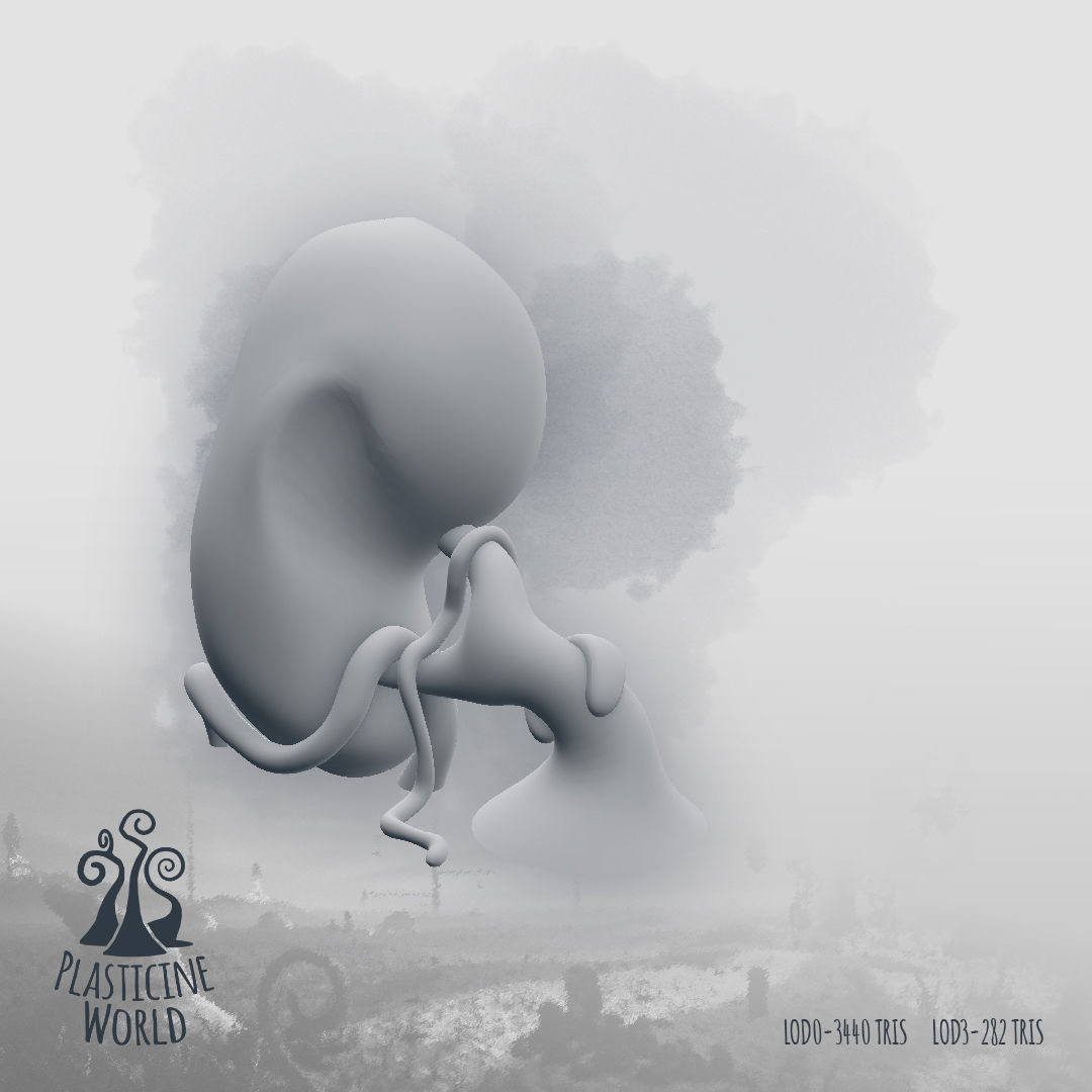 High Poly Magic Forest In the Plasticine World LODs Low-poly 3D model_131