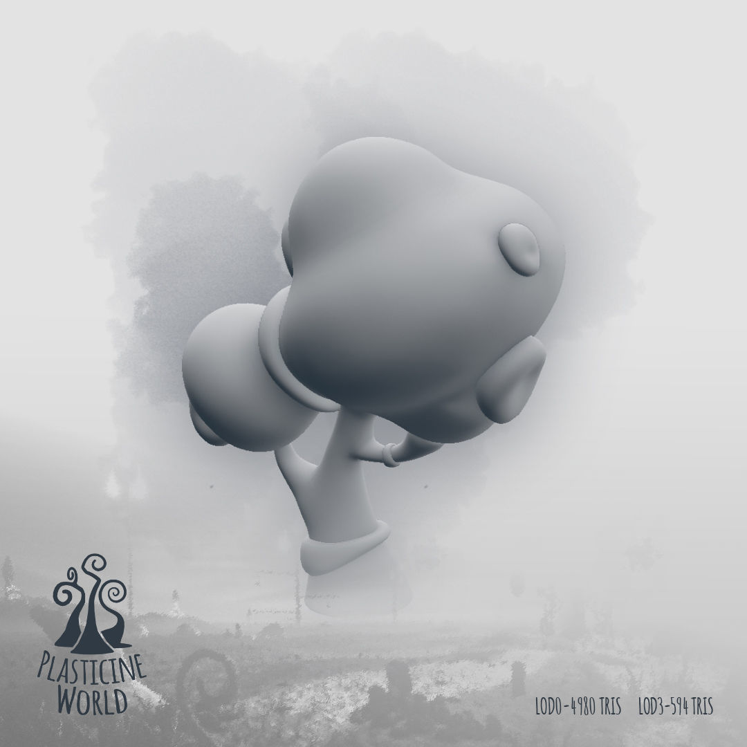 High Poly Magic Forest In the Plasticine World LODs Low-poly 3D model_58