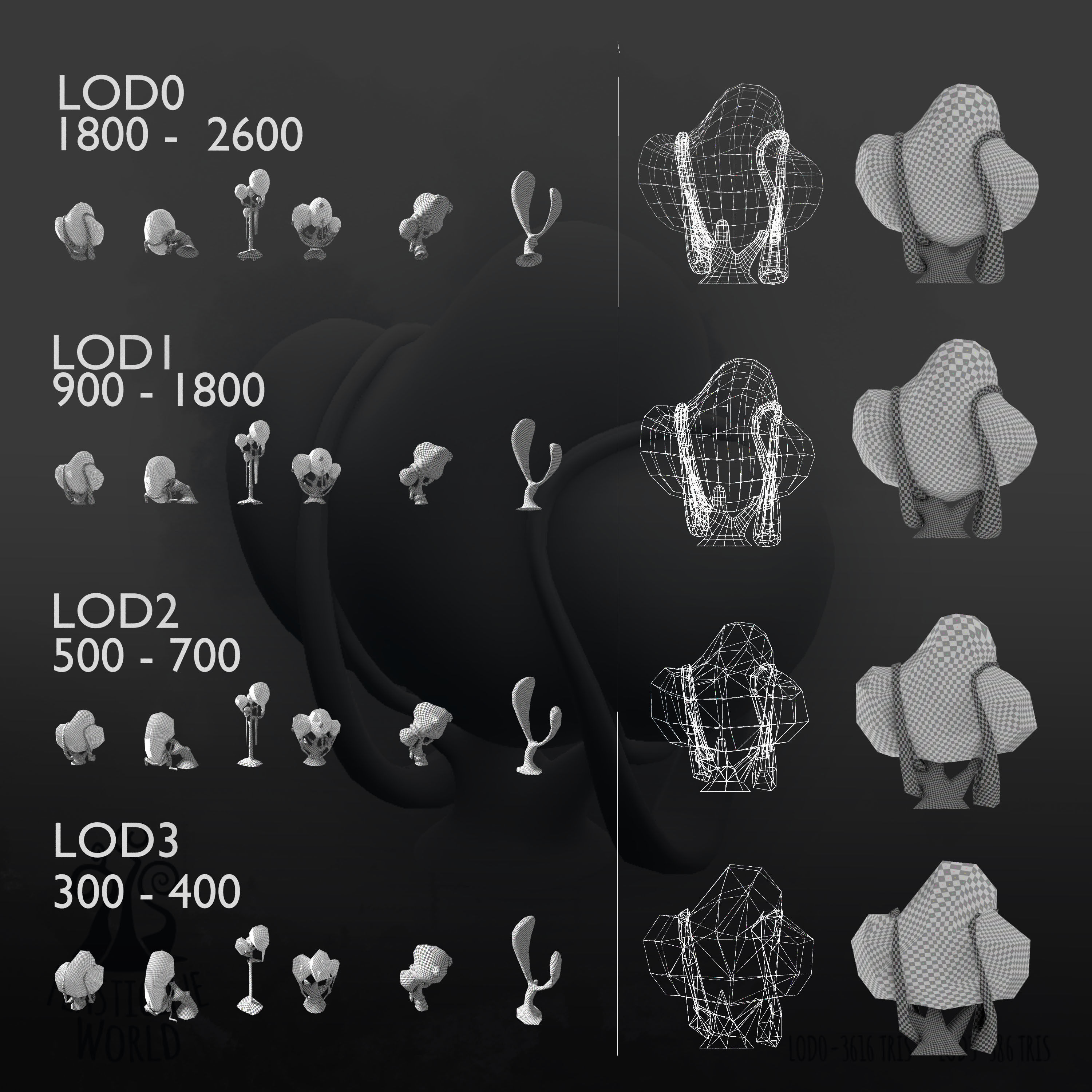 High Poly Magic Forest In the Plasticine World LODs Low-poly 3D model_22