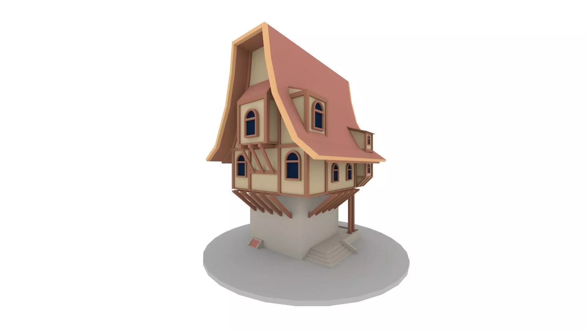 medieval low-poly house Free low-poly 3D model