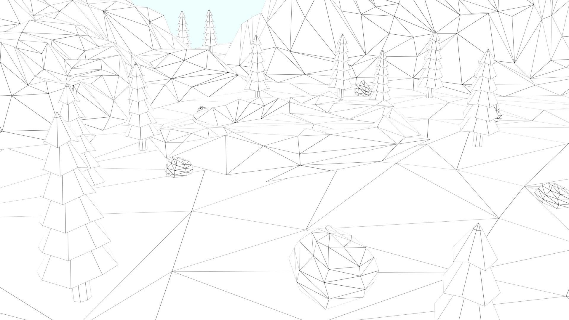 Low Poly Mountain with Crater Lake Scene Low-poly 3D model_39