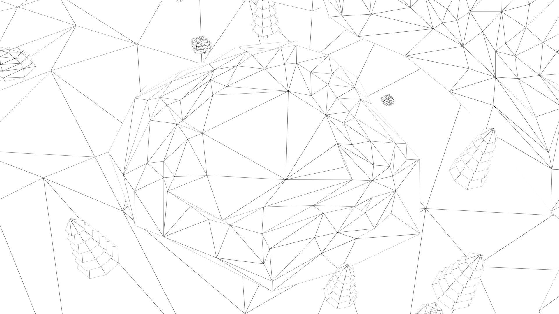 Low Poly Mountain with Crater Lake Scene Low-poly 3D model_13