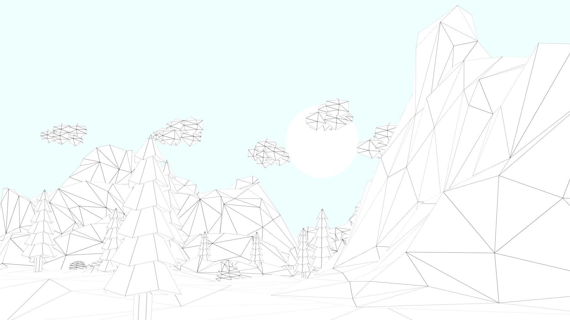 Low Poly Mountain with Crater Lake Scene Low-poly 3D model_7