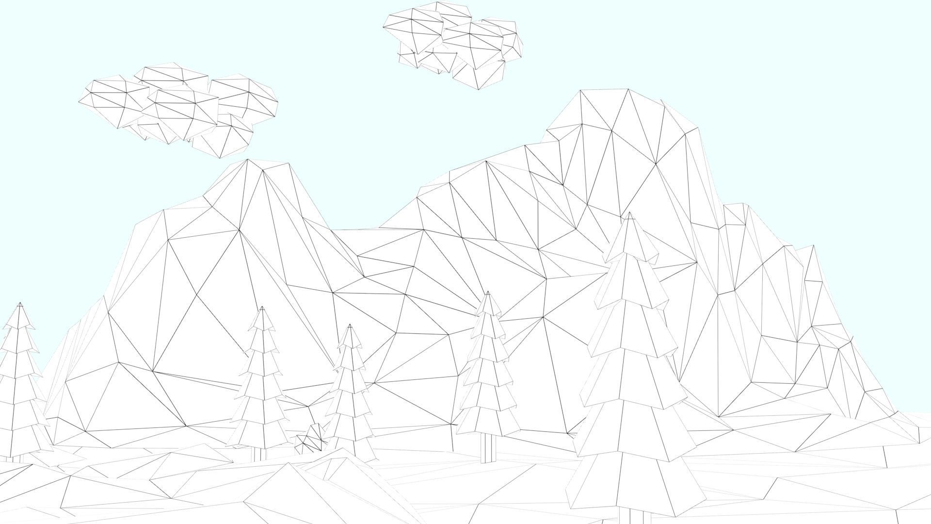 Low Poly Mountain with Crater Lake Scene Low-poly 3D model_43