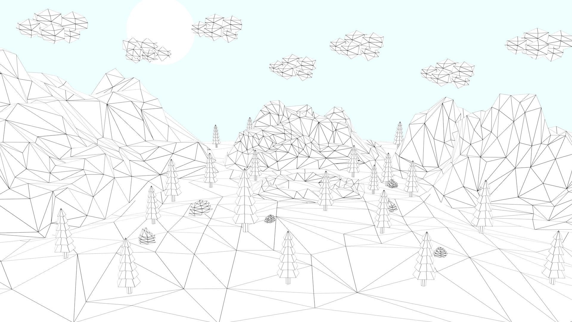 Low Poly Mountain with Crater Lake Scene Low-poly 3D model_19