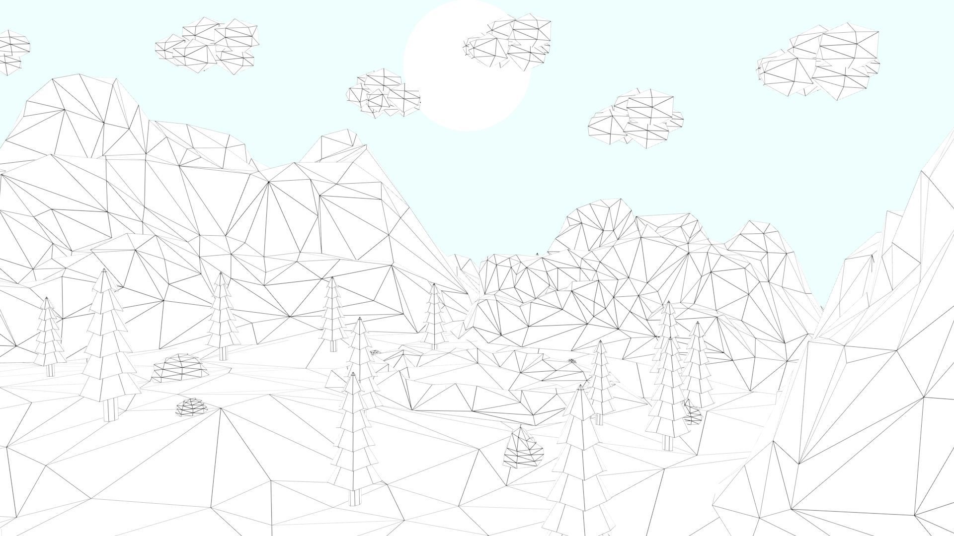 Low Poly Mountain with Crater Lake Scene Low-poly 3D model_3