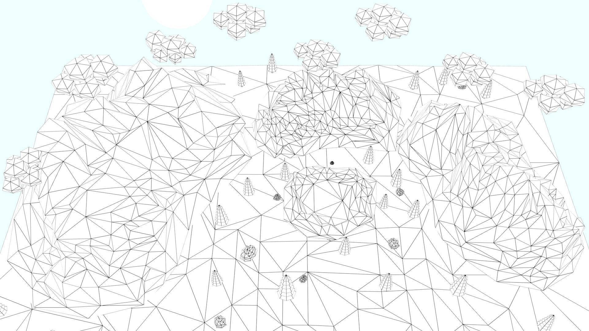 Low Poly Mountain with Crater Lake Scene Low-poly 3D model_23