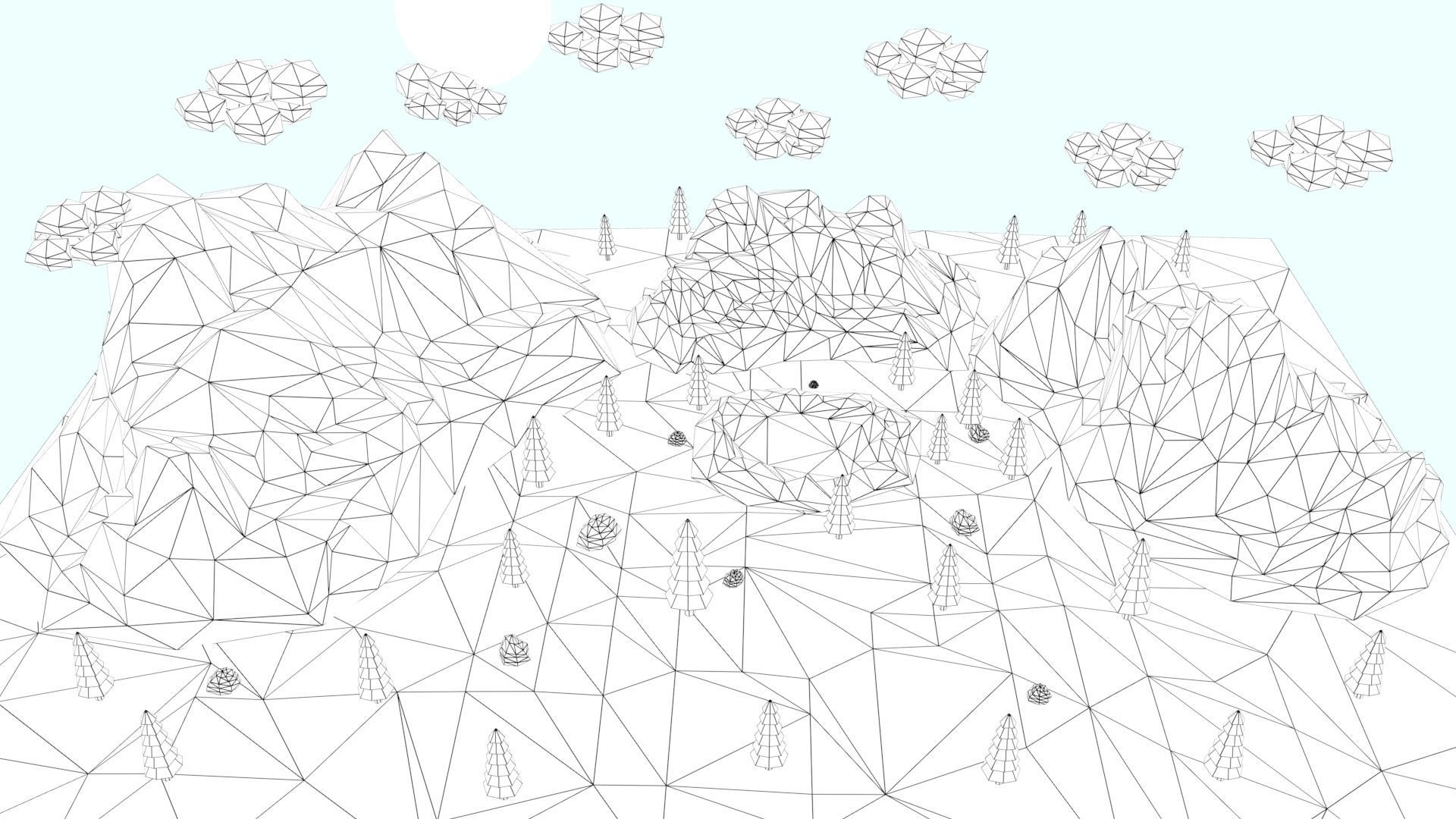 Low Poly Mountain with Crater Lake Scene Low-poly 3D model_21