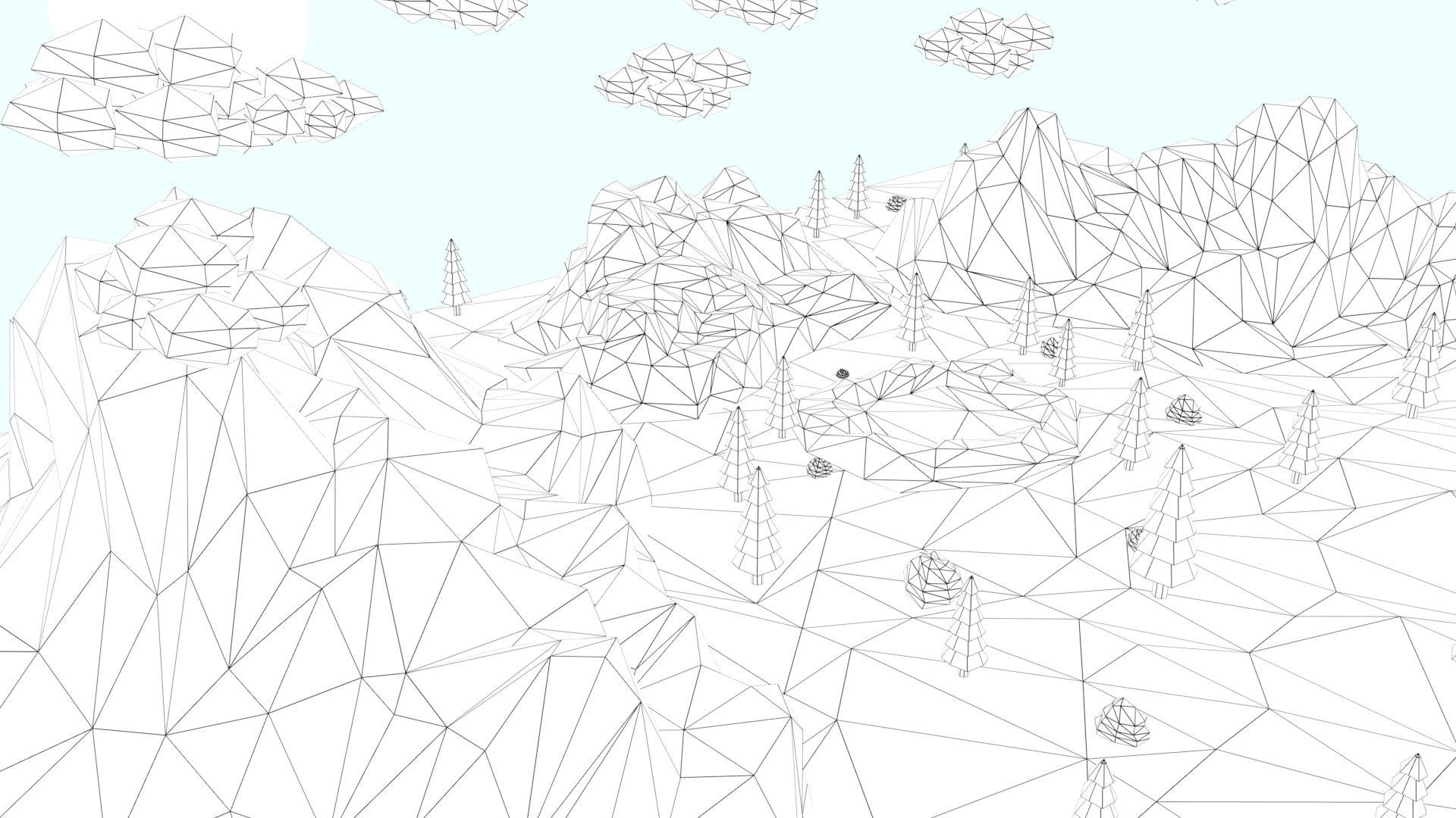 Low Poly Mountain with Crater Lake Scene Low-poly 3D model_37