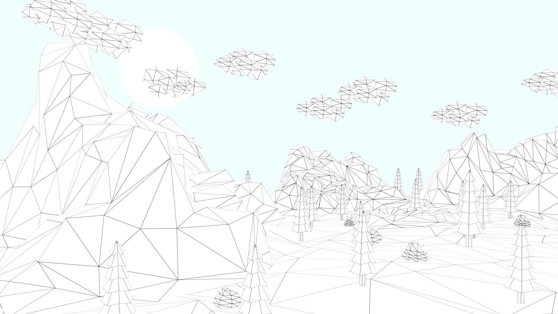 Low Poly Mountain with Crater Lake Scene Low-poly 3D model_29