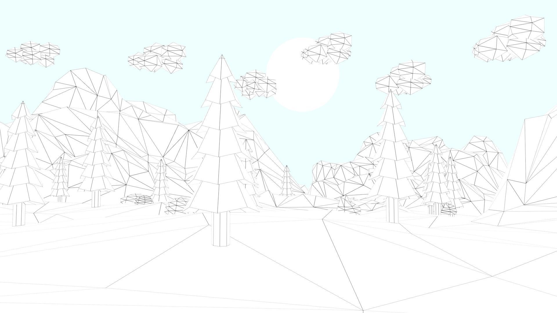 Low Poly Mountain with Crater Lake Scene Low-poly 3D model_5