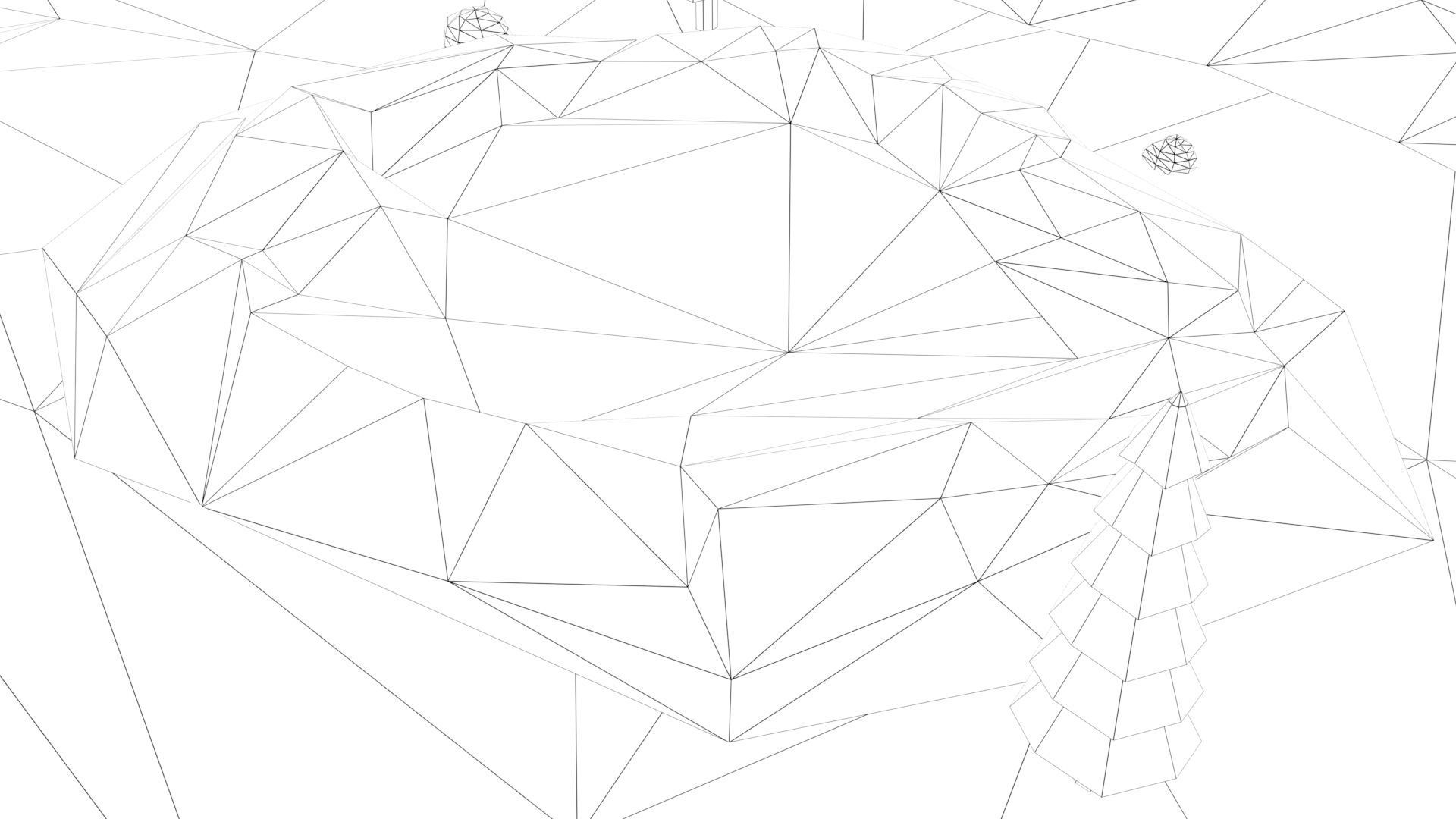 Low Poly Mountain with Crater Lake Scene Low-poly 3D model_15