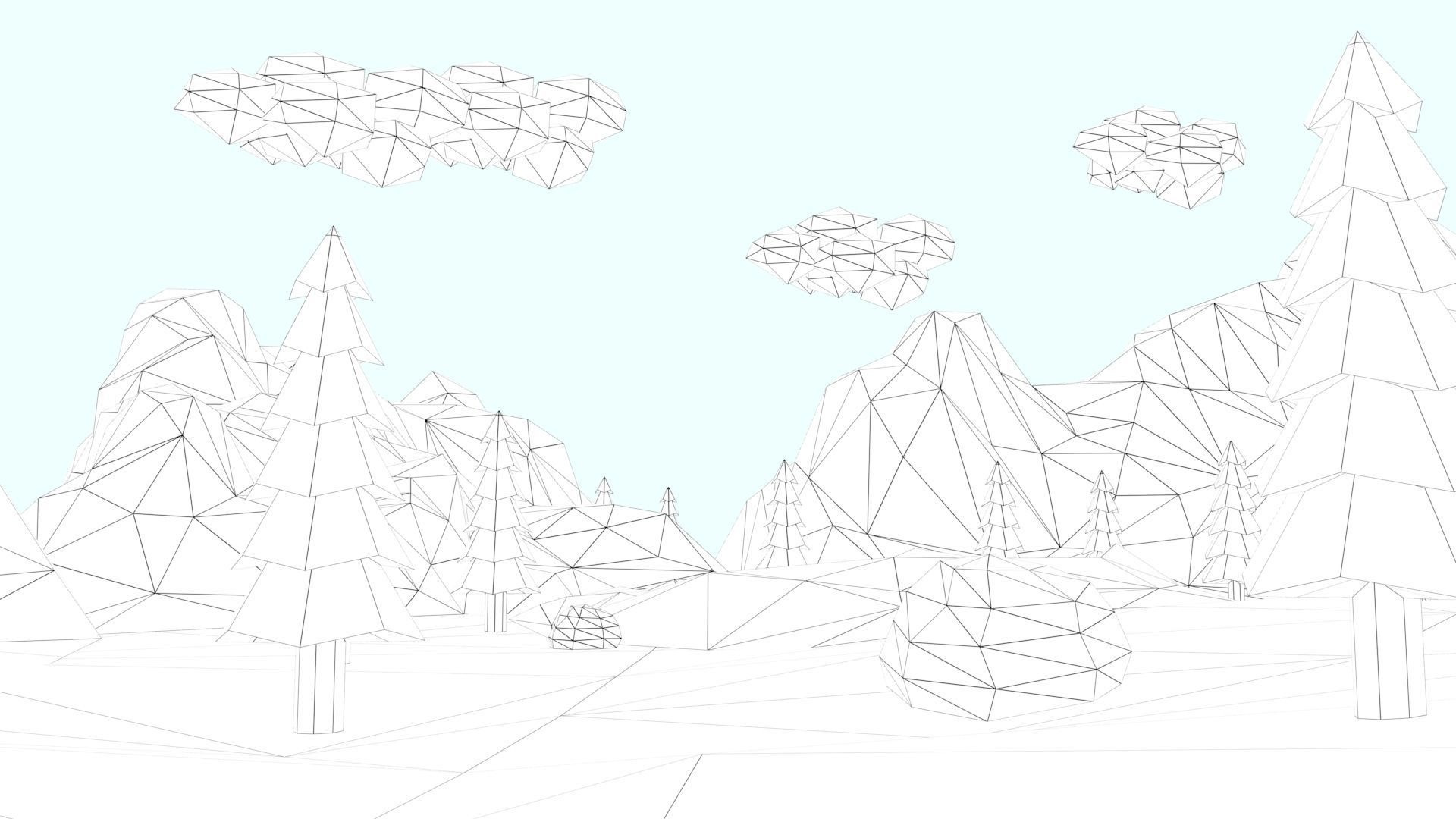 Low Poly Mountain with Crater Lake Scene Low-poly 3D model_41