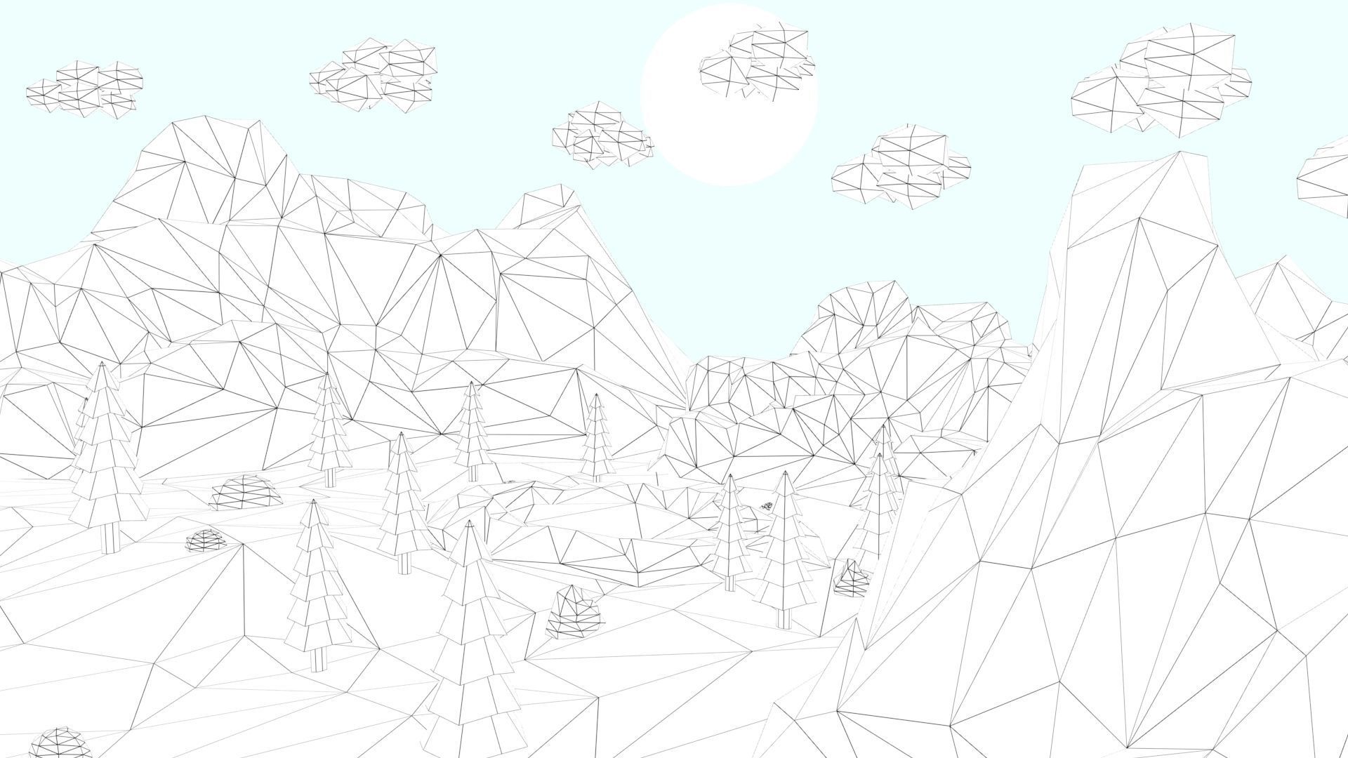 Low Poly Mountain with Crater Lake Scene Low-poly 3D model_9