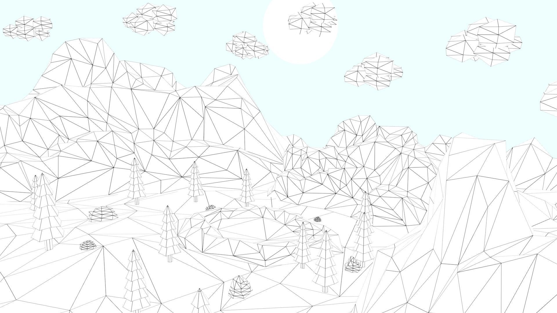 Low Poly Mountain with Crater Lake Scene Low-poly 3D model_1