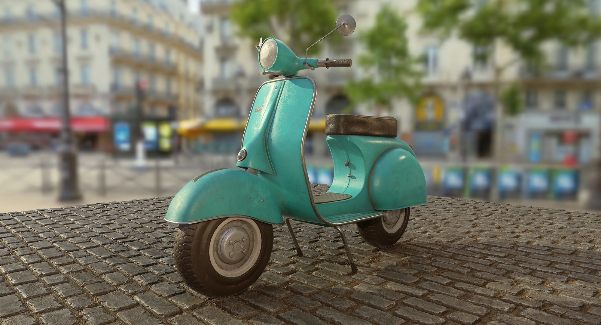 Vintage Scooter Low-poly 3D model_2