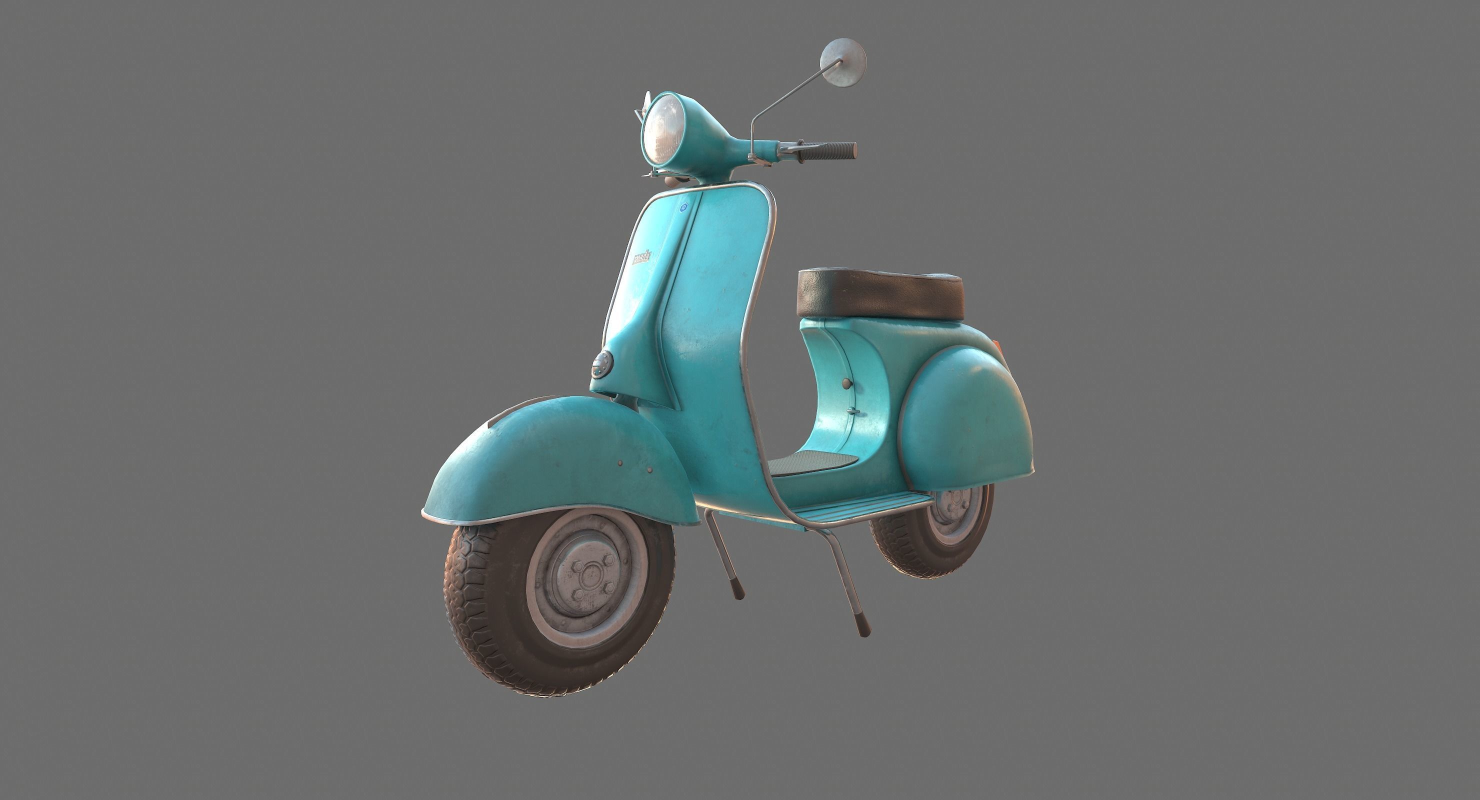 Vintage Scooter Low-poly 3D model_5