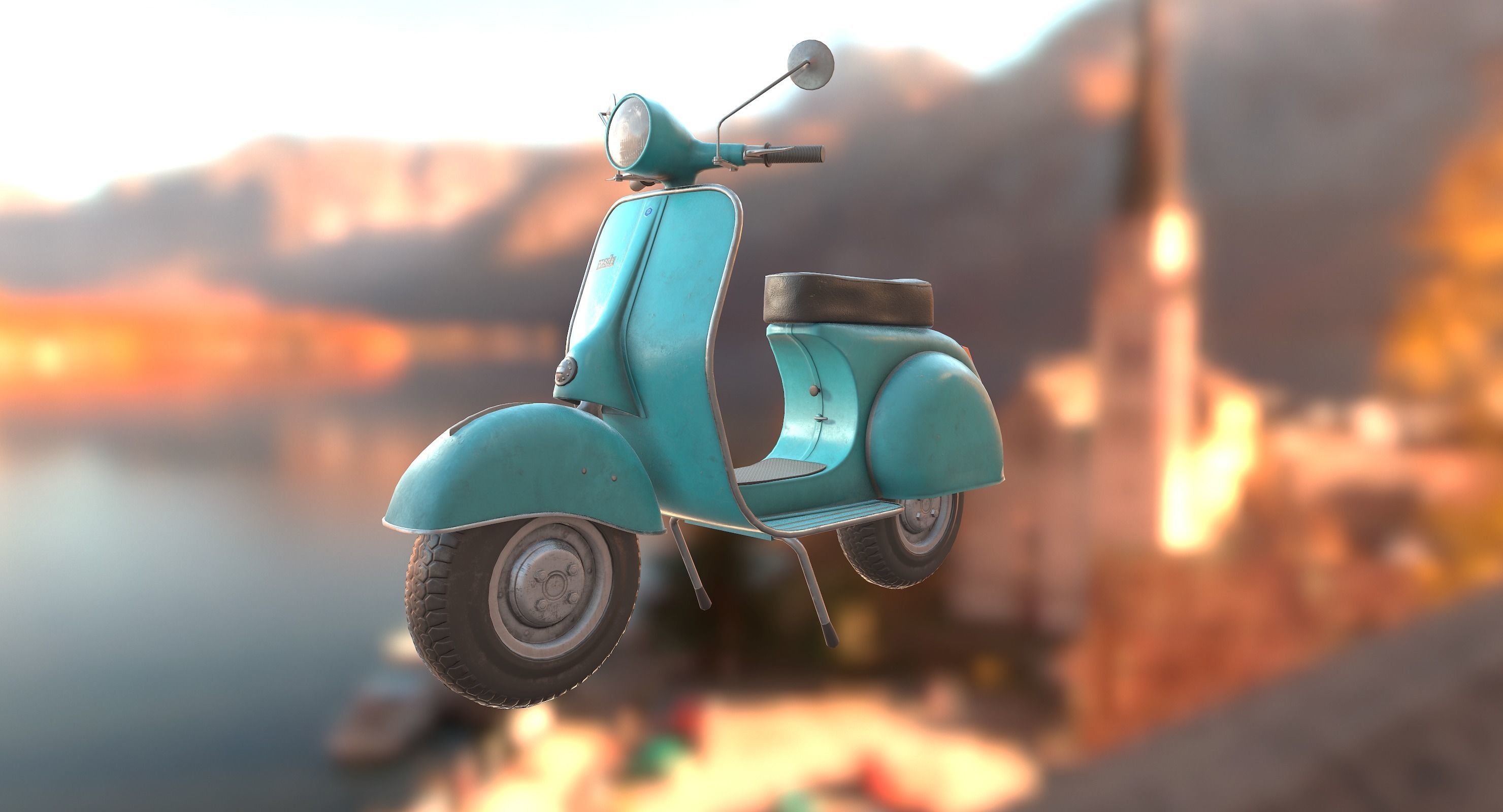 Vintage Scooter Low-poly 3D model_3
