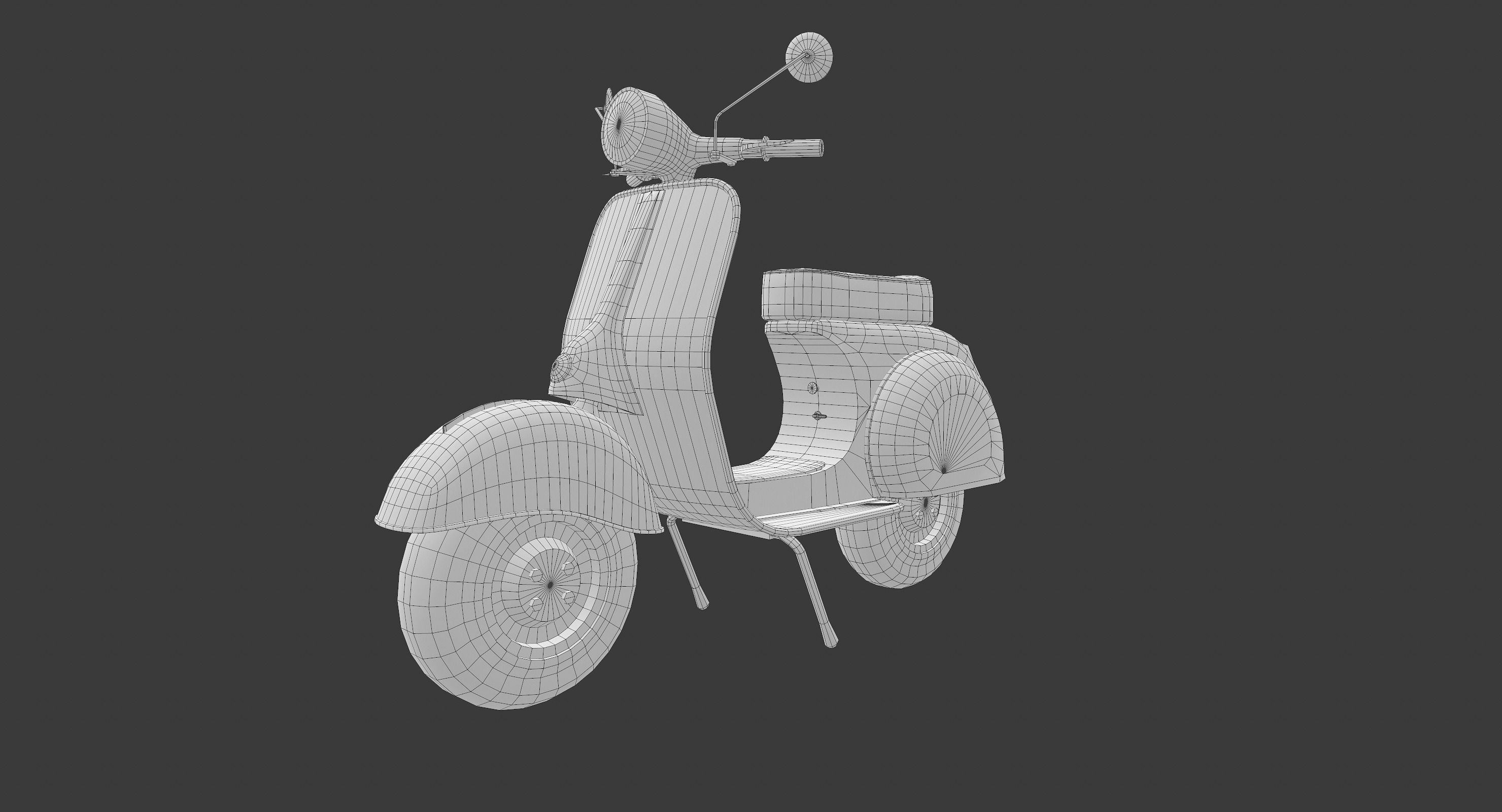 Vintage Scooter Low-poly 3D model_9