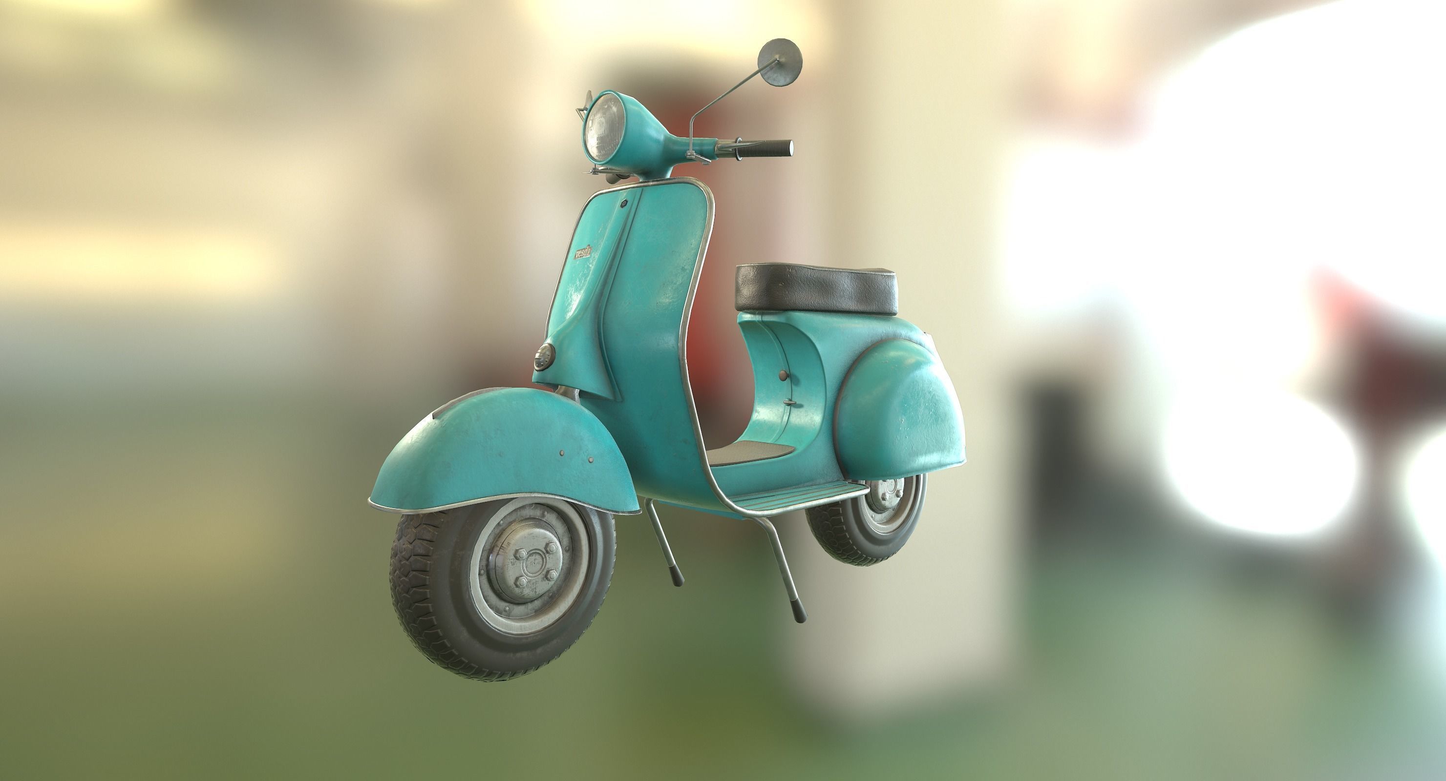 Vintage Scooter Low-poly 3D model_4