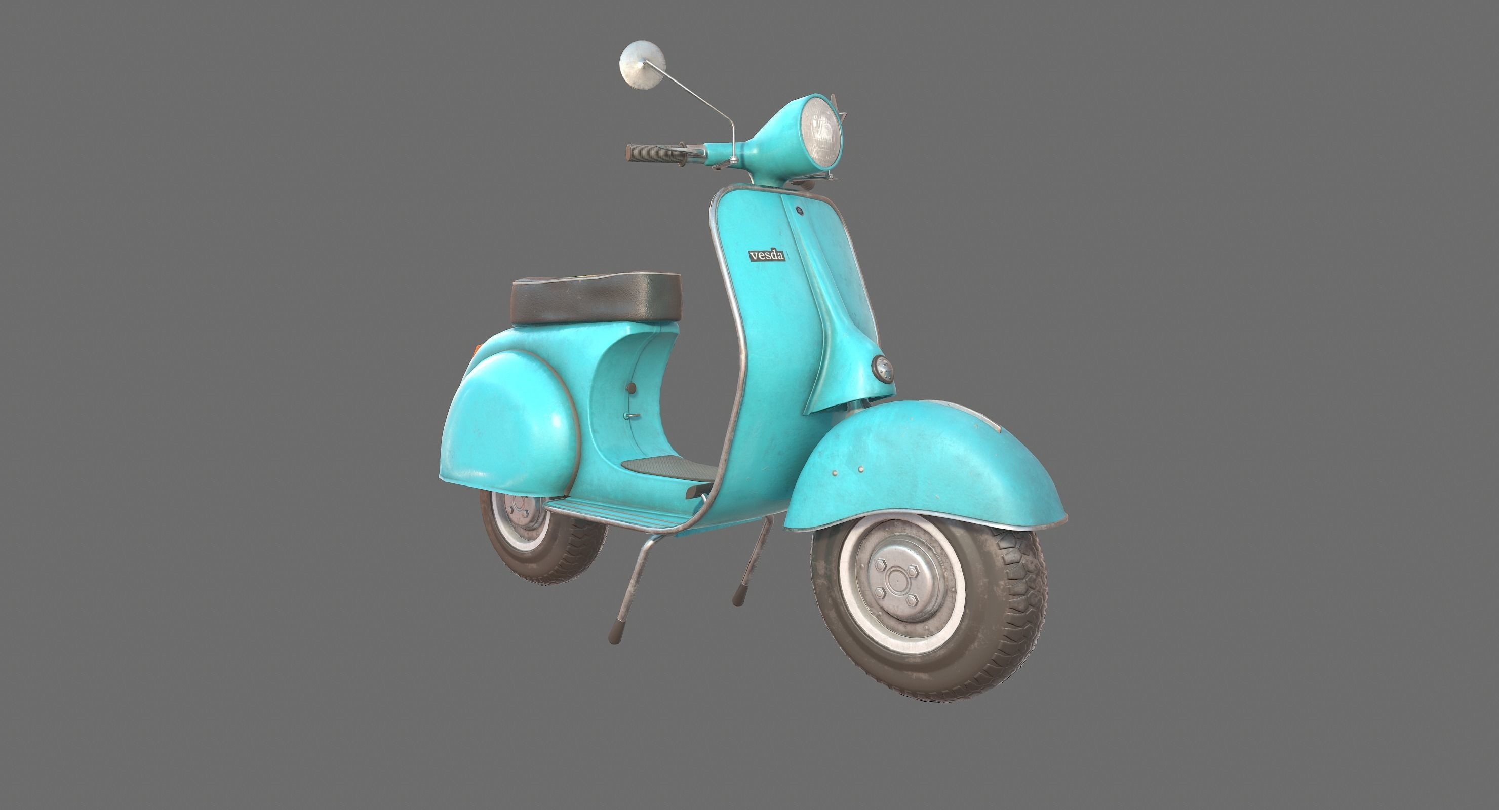 Vintage Scooter Low-poly 3D model_8