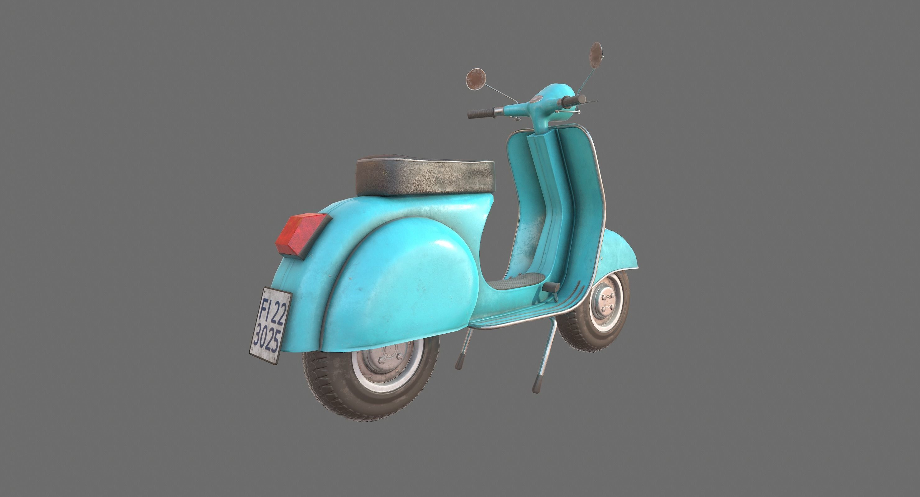 Vintage Scooter Low-poly 3D model_7
