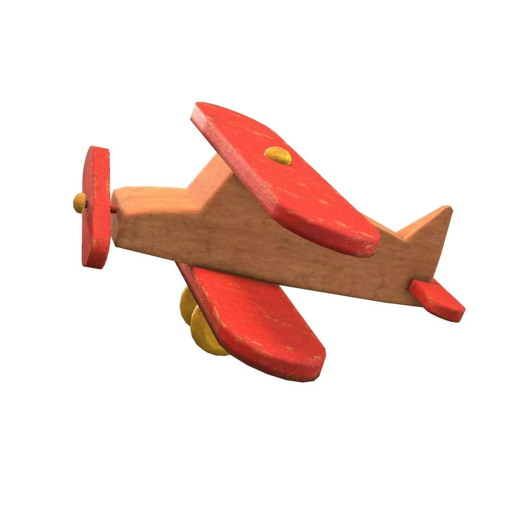 Old Toy Airplane Low-poly 3D model_0