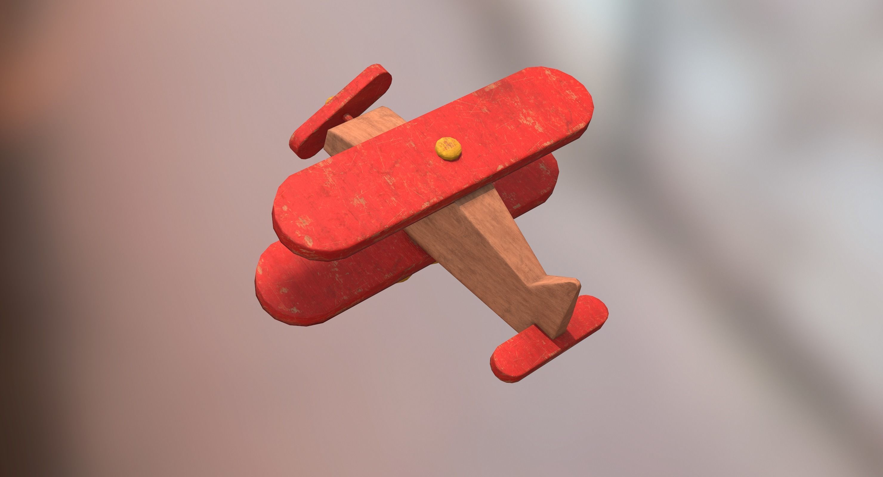 Old Toy Airplane Low-poly 3D model_6