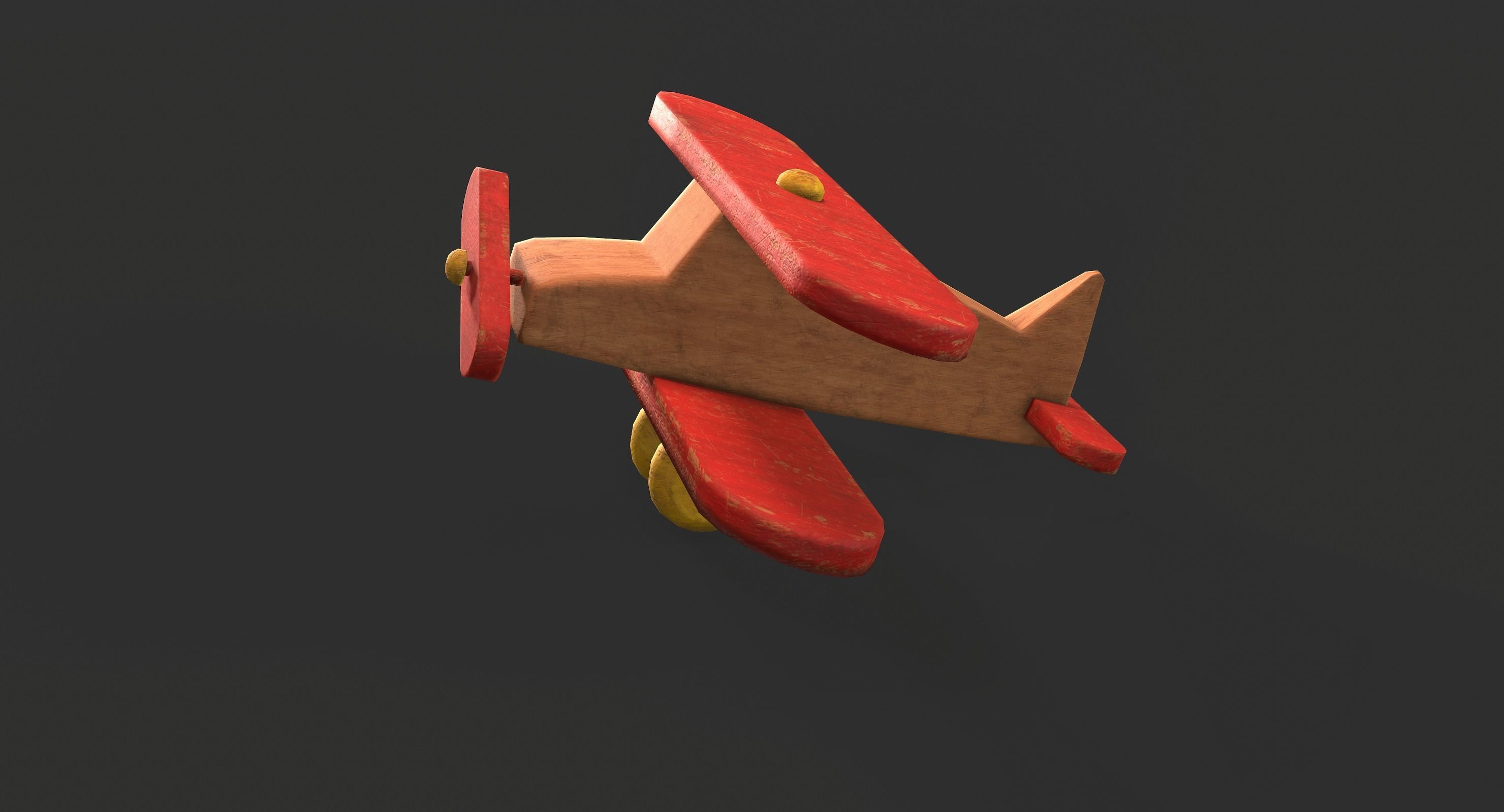 Old Toy Airplane Low-poly 3D model_4