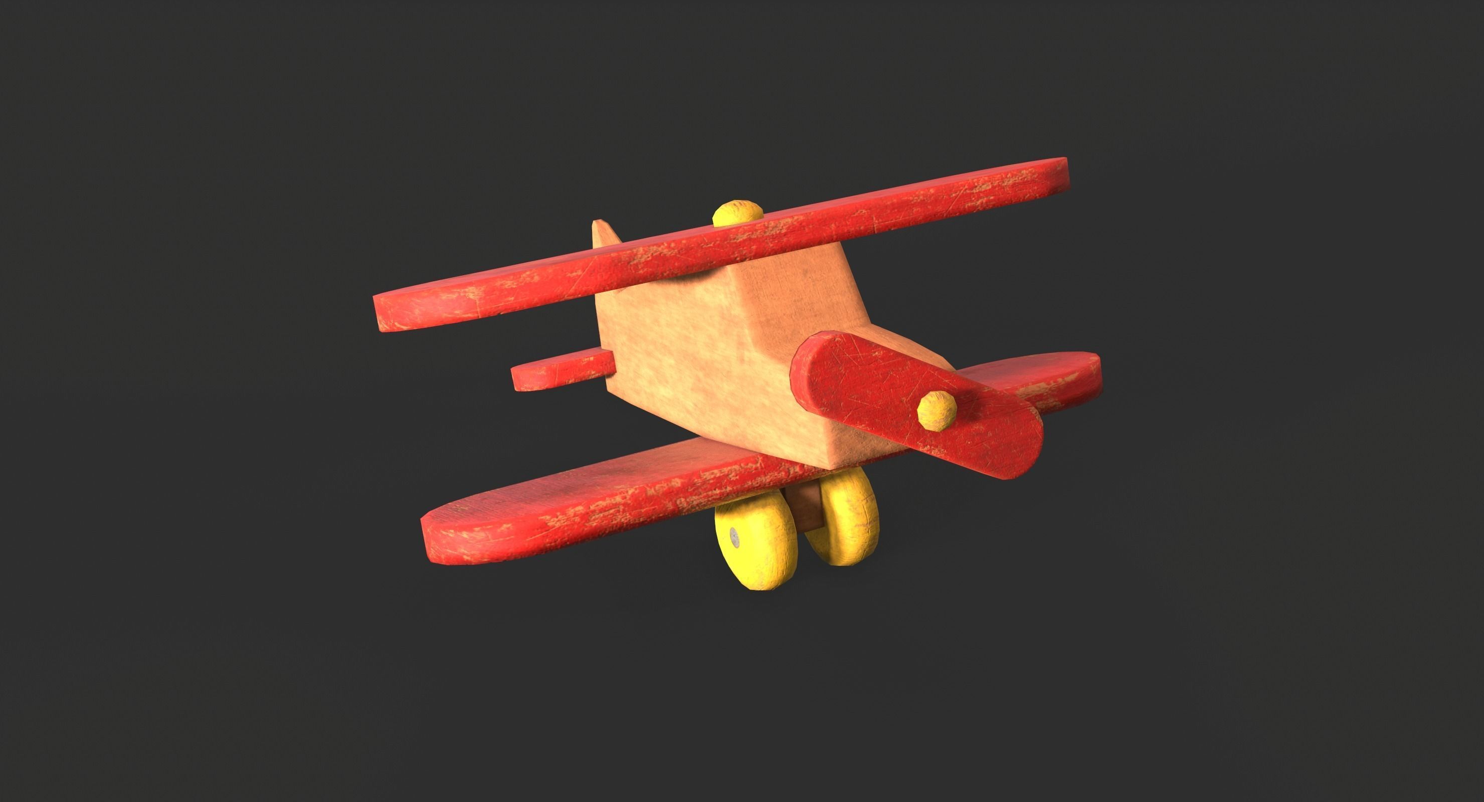 Old Toy Airplane Low-poly 3D model_3