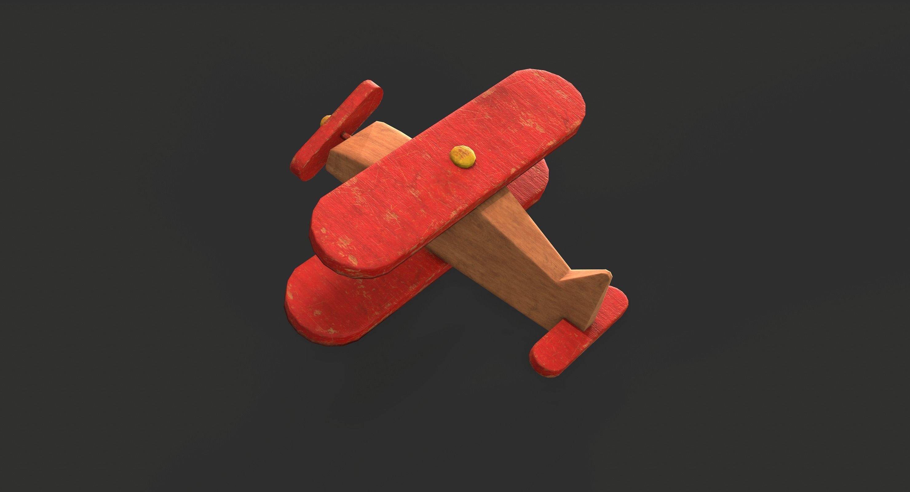 Old Toy Airplane Low-poly 3D model_2