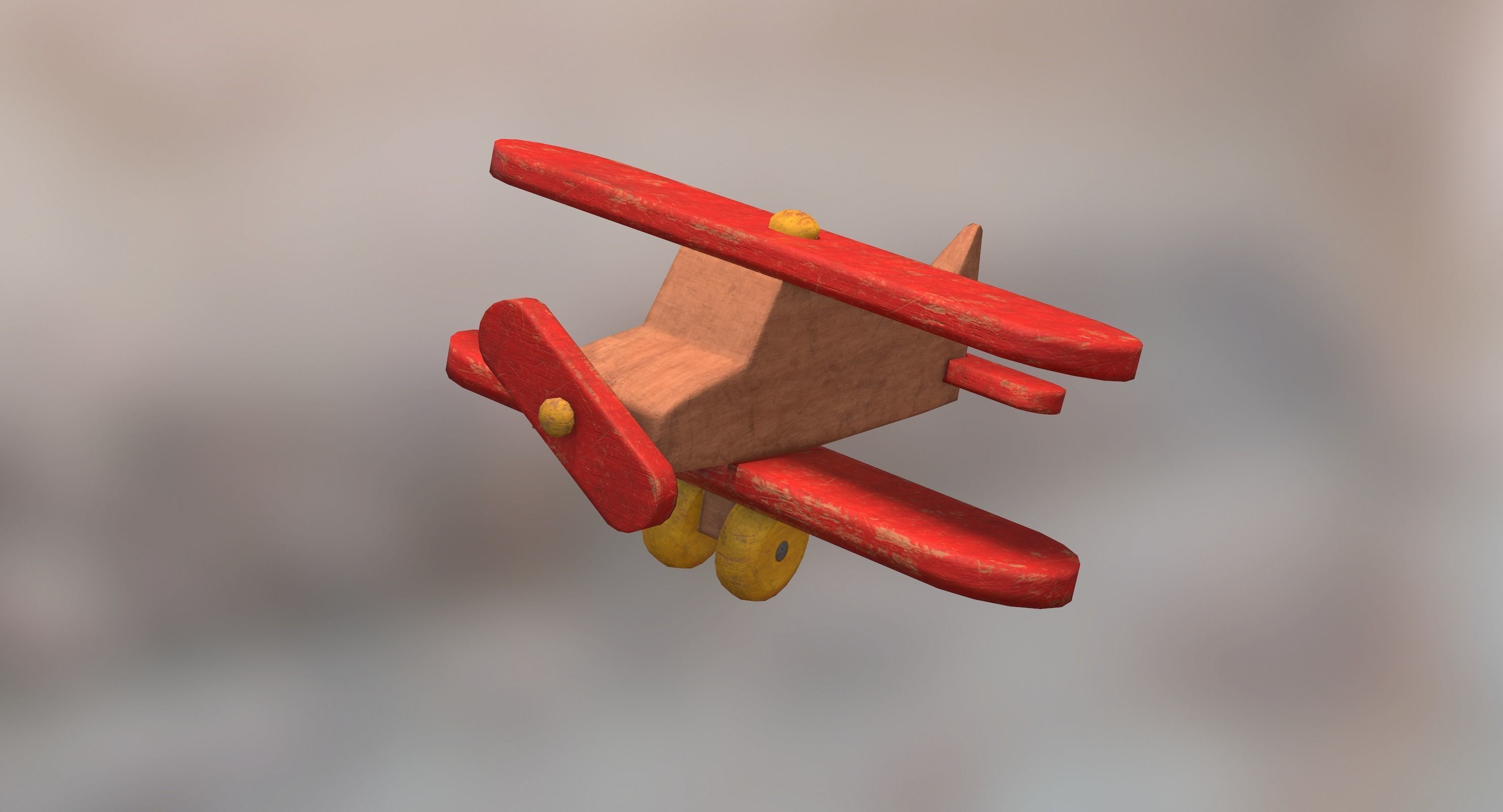 Old Toy Airplane Low-poly 3D model_5