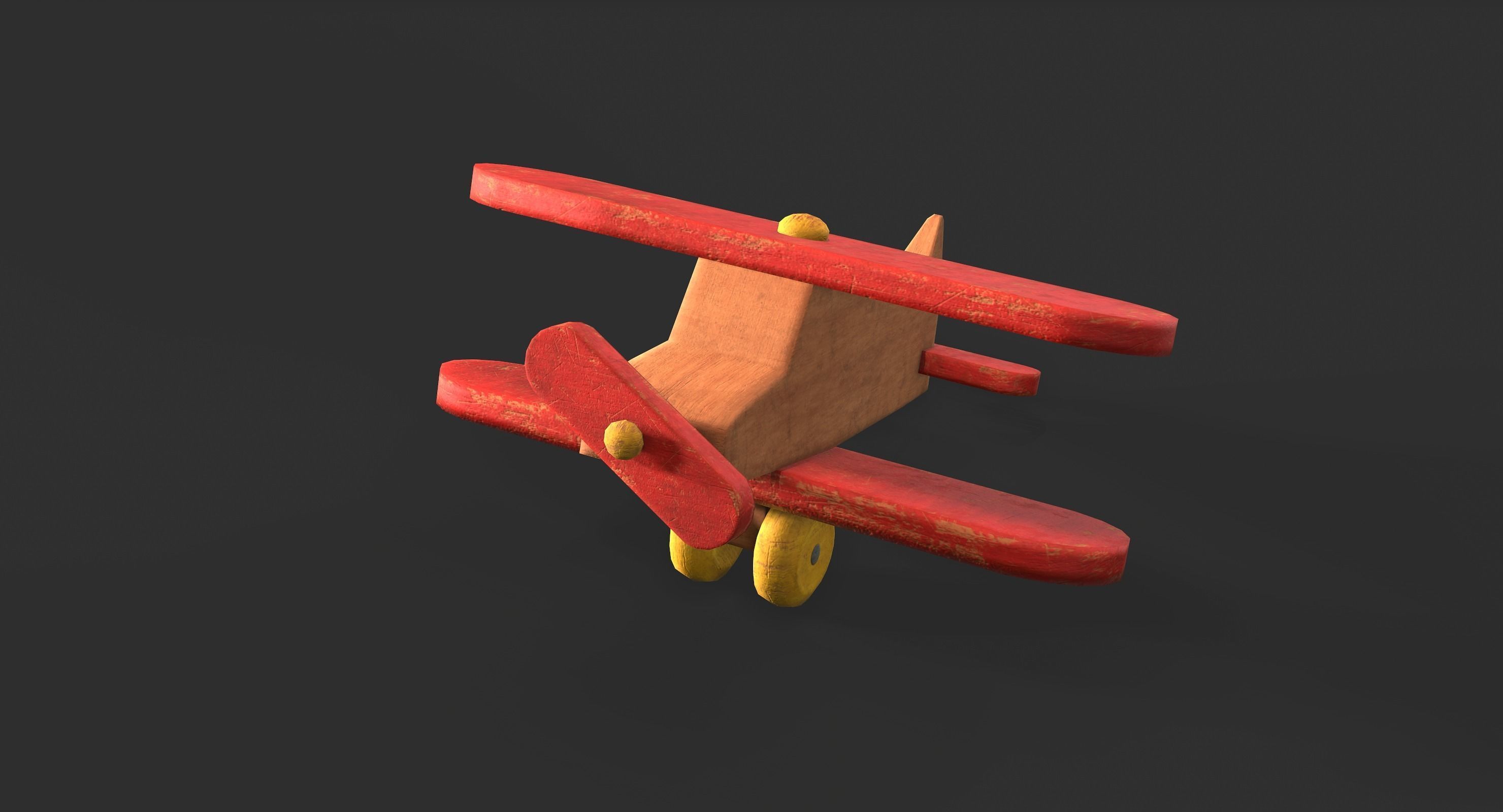 Old Toy Airplane Low-poly 3D model_1