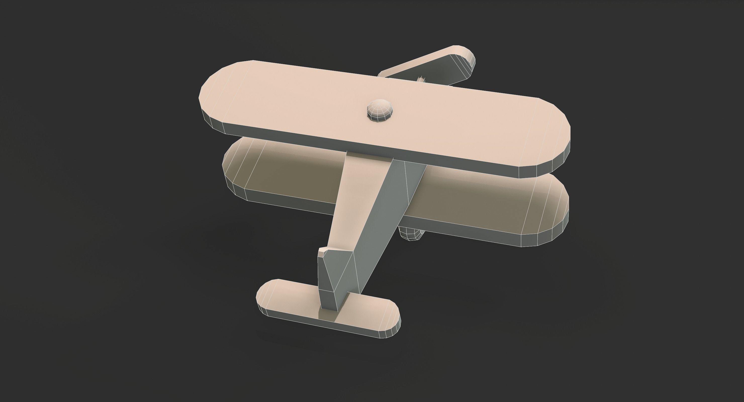 Old Toy Airplane Low-poly 3D model_9