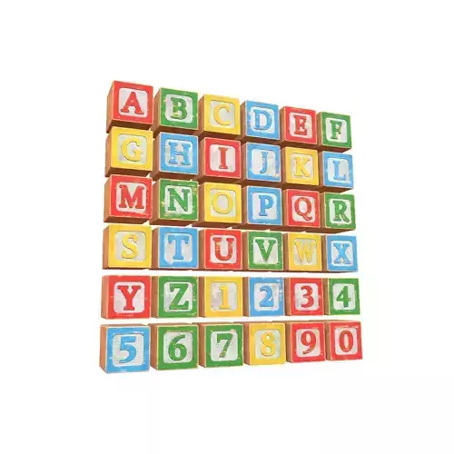 Old Alphabet Blocks Low-poly 3D model