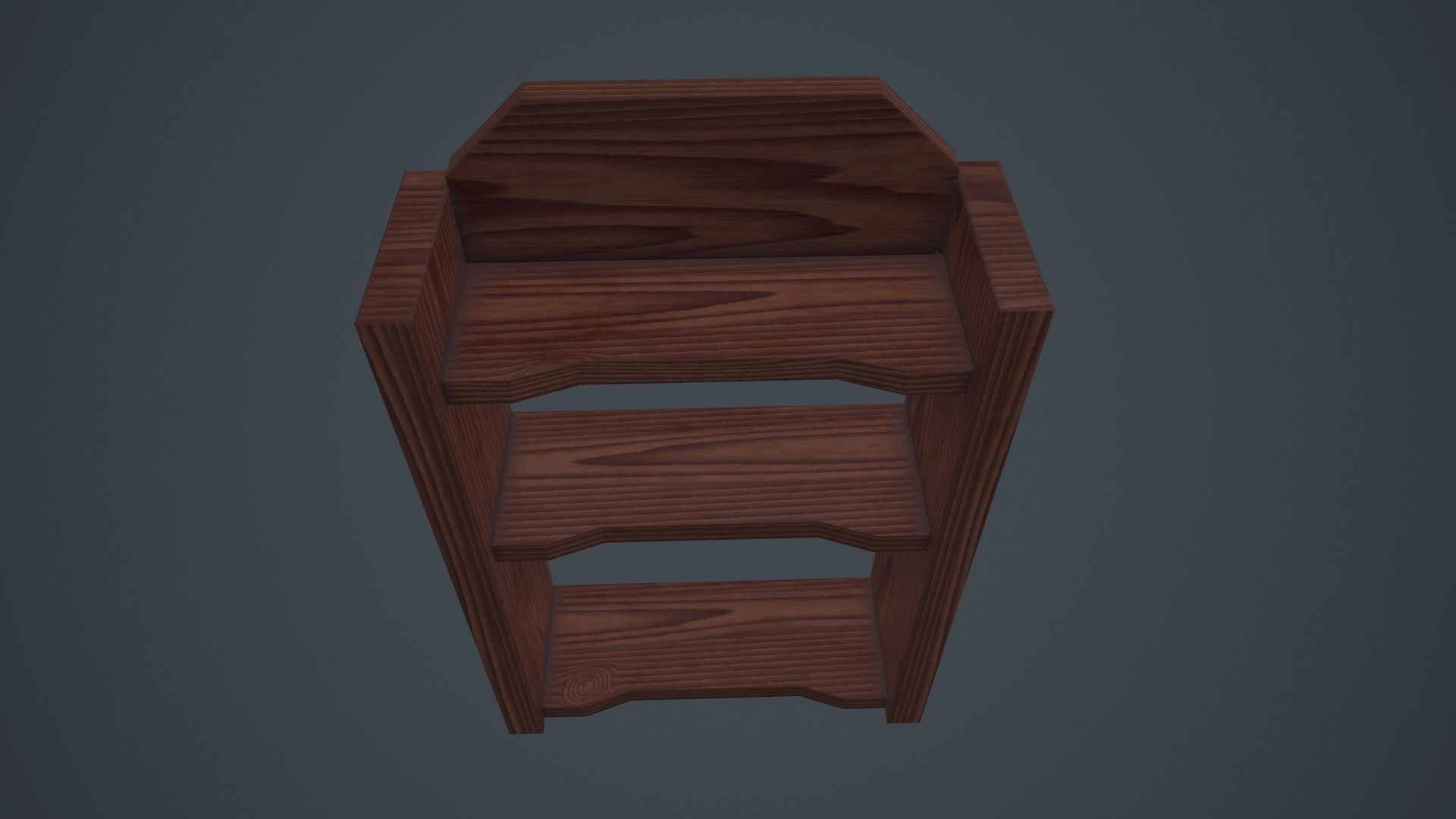 Wood Wall Shelf Low Poly PBR Game Ready Asset tabble Low-poly 3D model_6