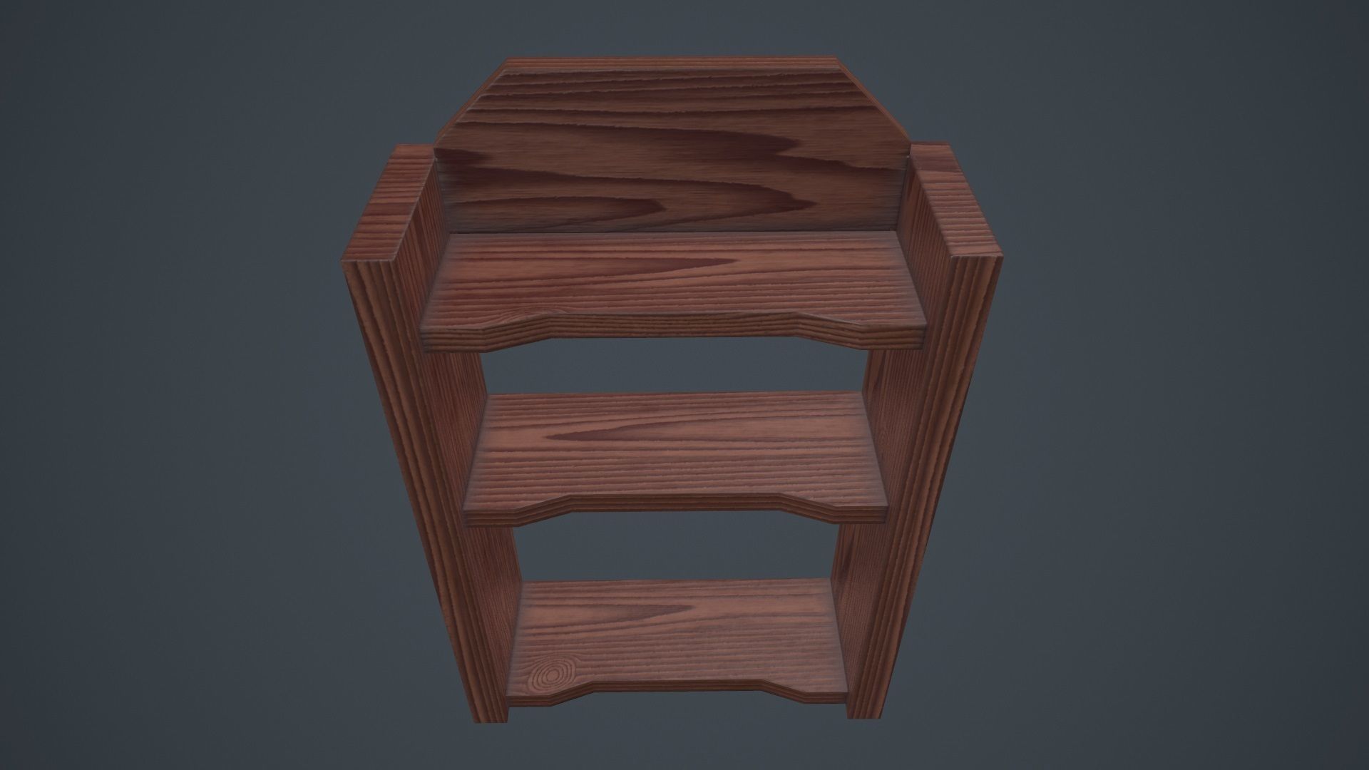 Wood Wall Shelf Low Poly PBR Game Ready Asset tabble Low-poly 3D model_12