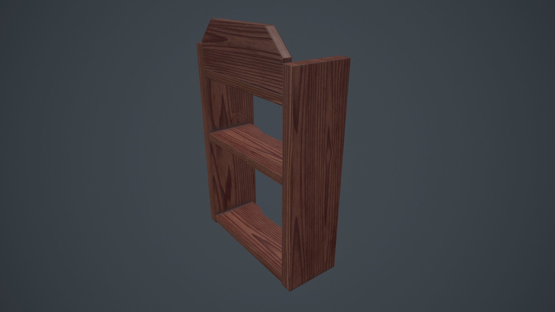 Wood Wall Shelf Low Poly PBR Game Ready Asset tabble Low-poly 3D model_14