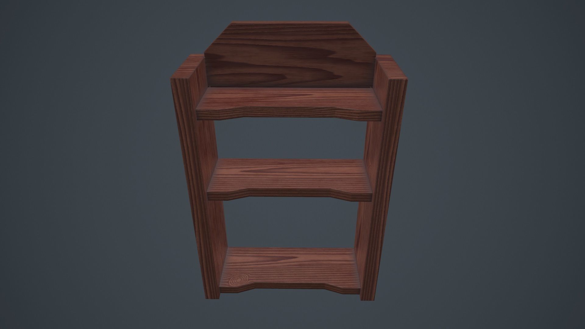 Wood Wall Shelf Low Poly PBR Game Ready Asset tabble Low-poly 3D model_16