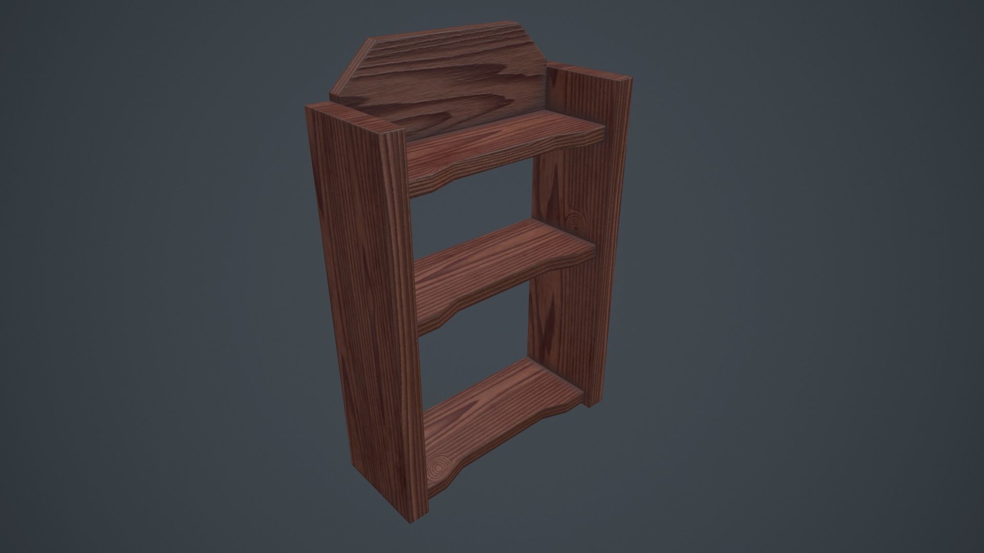 Wood Wall Shelf Low Poly PBR Game Ready Asset tabble Low-poly 3D model_7
