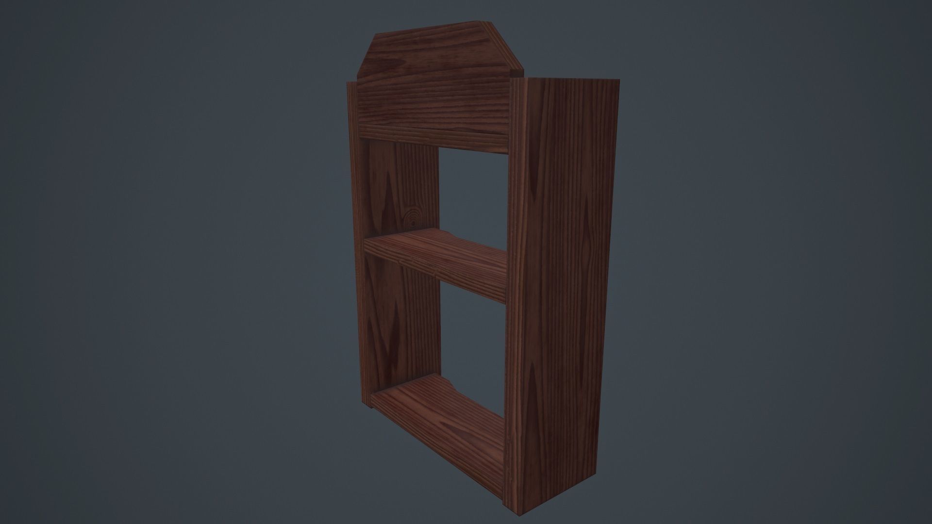 Wood Wall Shelf Low Poly PBR Game Ready Asset tabble Low-poly 3D model_3