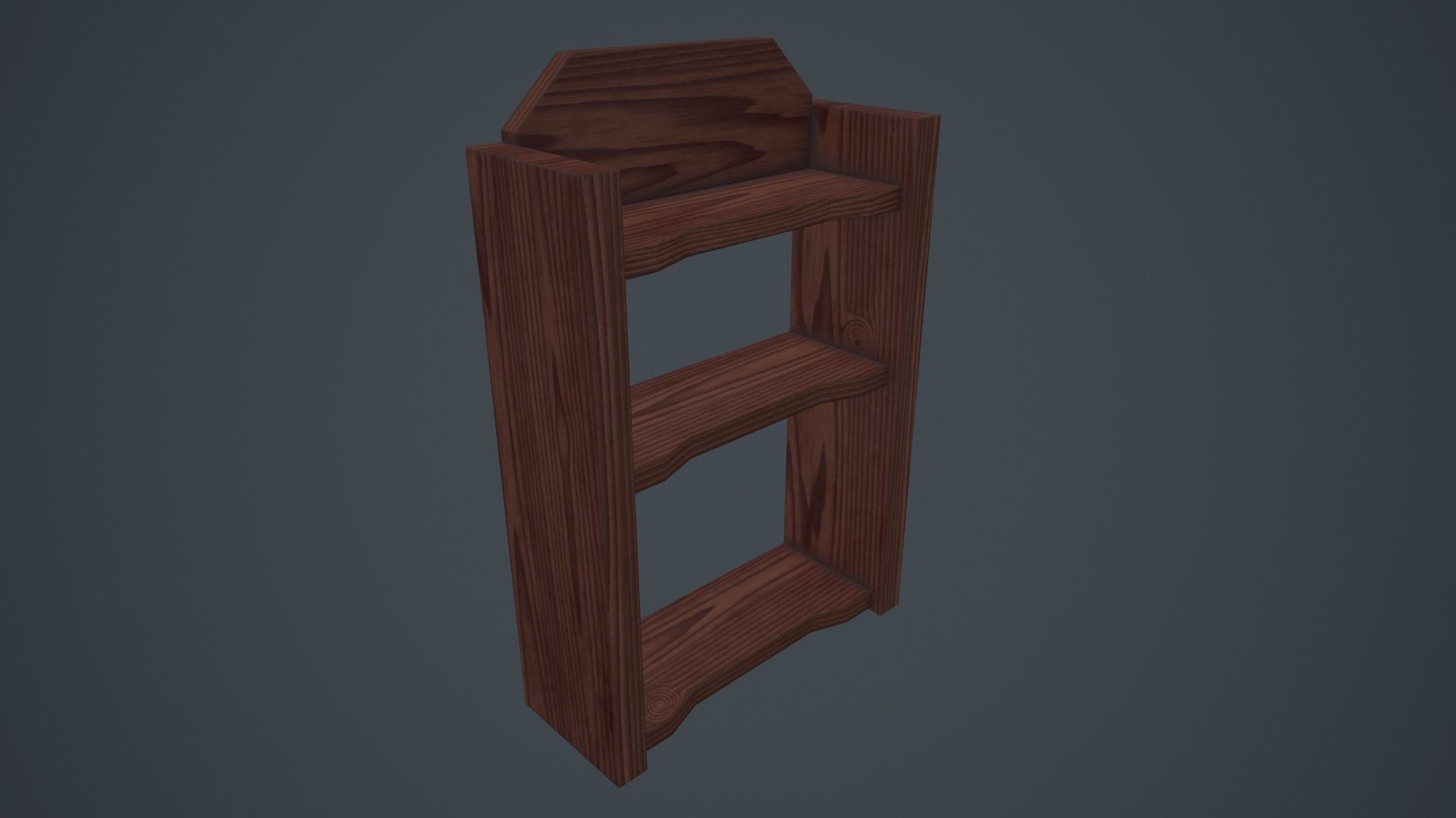 Wood Wall Shelf Low Poly PBR Game Ready Asset tabble Low-poly 3D model_4