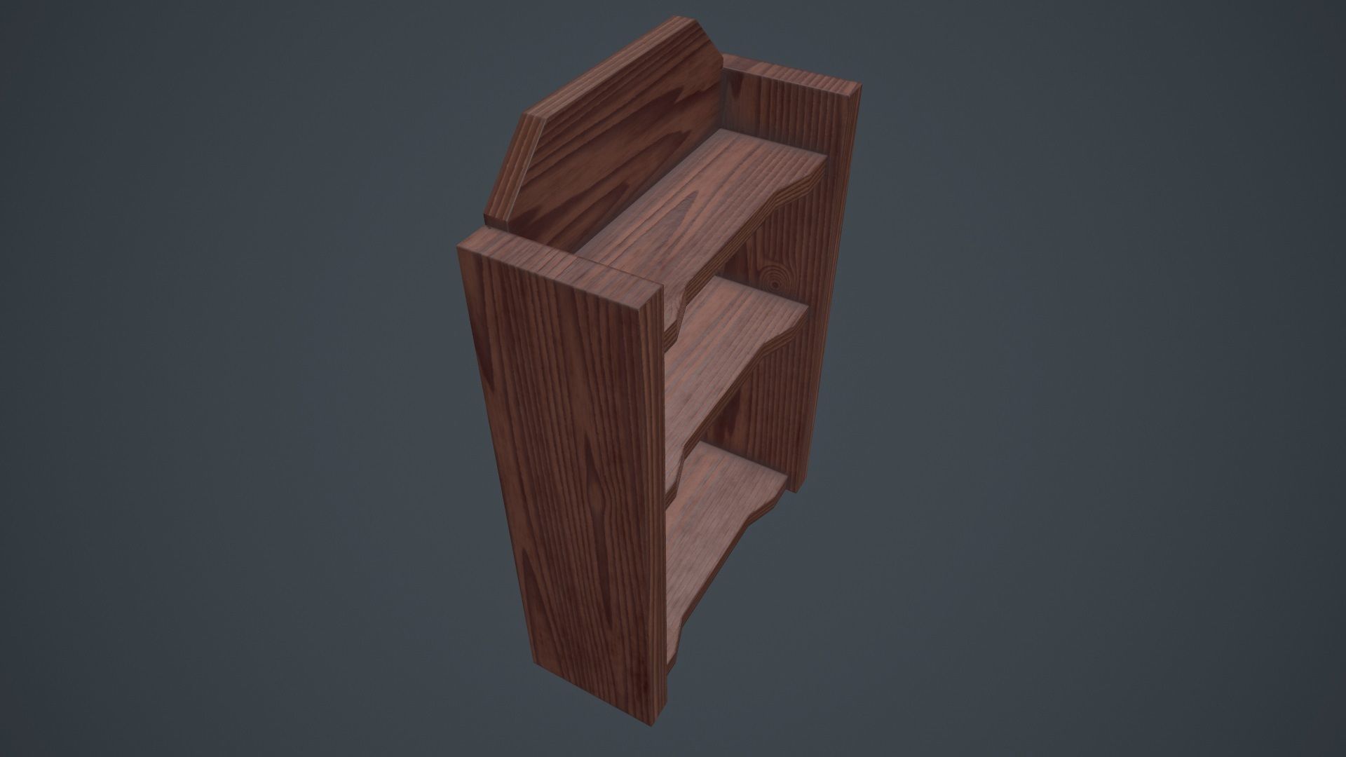 Wood Wall Shelf Low Poly PBR Game Ready Asset tabble Low-poly 3D model_10