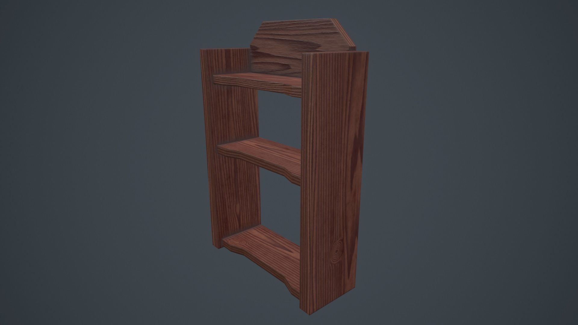 Wood Wall Shelf Low Poly PBR Game Ready Asset tabble Low-poly 3D model_11