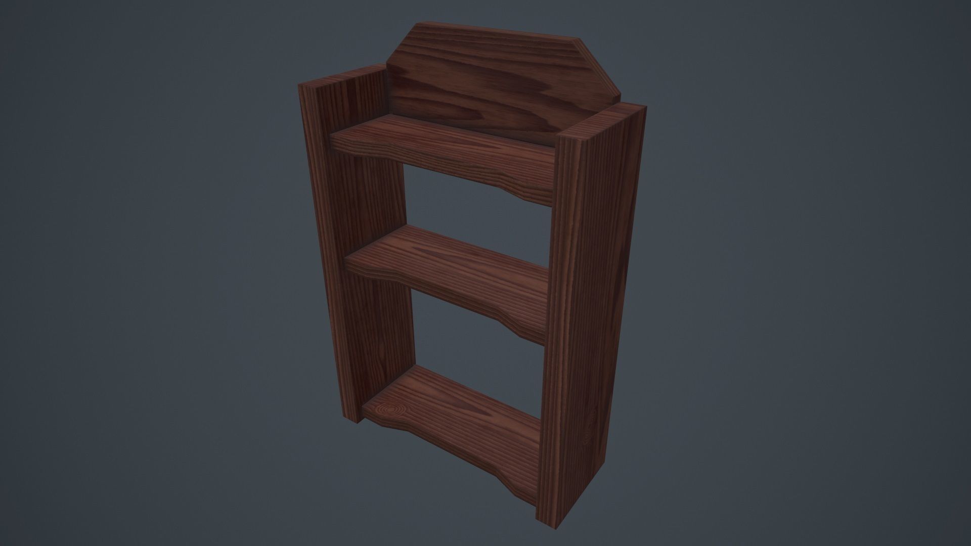 Wood Wall Shelf Low Poly PBR Game Ready Asset tabble Low-poly 3D model_2