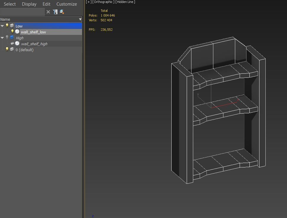 Wood Wall Shelf Low Poly PBR Game Ready Asset tabble Low-poly 3D model_20
